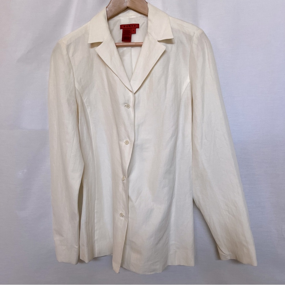 Burns Linen Blend Off White Stretchy Blazer.  Size 8